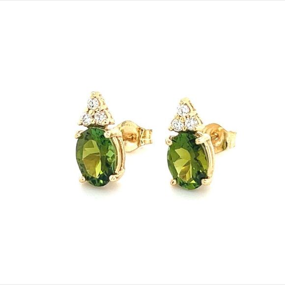 Natural Tourmaline Diamond Earrings 14k Gold 1.87 TCW Certified $2,950 210759 - Picture 5 of 13